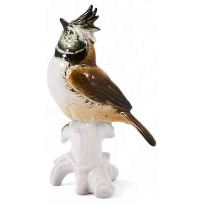Скульптура Хохлатая синица фарфор, Карл Энц (Karl Ens) Германия после 1945 г. Н-13,5 см. Фолькштадт, Германия после 1945 г