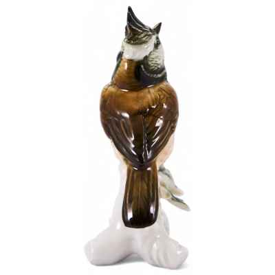 Скульптура Хохлатая синица фарфор, Карл Энц (Karl Ens) Германия после 1945 г. Н-13,5 см. Фолькштадт, Германия после 1945 г