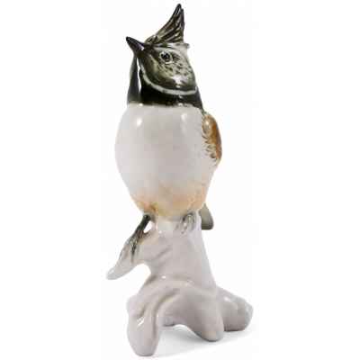 Скульптура Хохлатая синица фарфор, Карл Энц (Karl Ens) Германия после 1945 г. Н-13,5 см. Фолькштадт, Германия после 1945 г