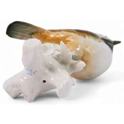 Скульптура Хохлатая синица фарфор, Карл Энц (Karl Ens) Германия после 1945 г. Н-13,5 см. Фолькштадт, Германия после 1945 г