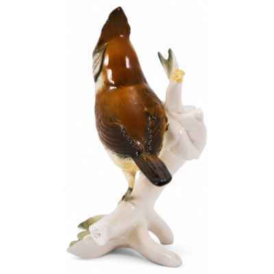 Скульптура Хохлатый жаворонок фарфор, Карл Энц (Karl Ens) Германия после 1945 г. Н-13 см. Фолькштадт, Германия после 1945 г