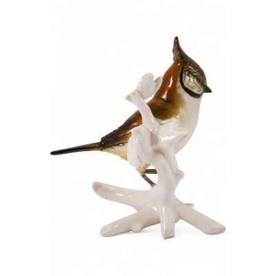 Скульптура Хохлатый жаворонок фарфор, Карл Энц (Karl Ens) Германия после 1945 г. Н-13 см. Фолькштадт, Германия после 1945 г