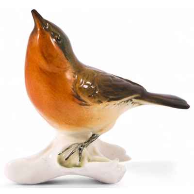 Скульптура Широкохвостка соловьиная фарфор, Карл Энц (Karl Ens) Германия после 1945 г. Н-7,3 см. Фолькштадт, Германия после 1945 г