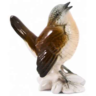 Скульптура Кукушка фарфор, Карл Энц (Karl Ens) Германия после 1945 г. Н-9 см. Фолькштадт, Германия после 1945 г