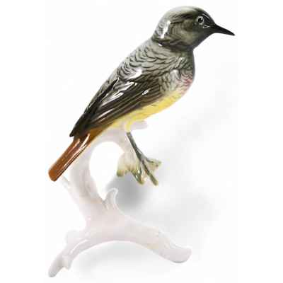 Скульптура Дрозд на ветке  фарфор, Карл Энц (Karl Ens) Германия после 1945 г. Н-145 см. Фолькштадт, Германия после 1945 г