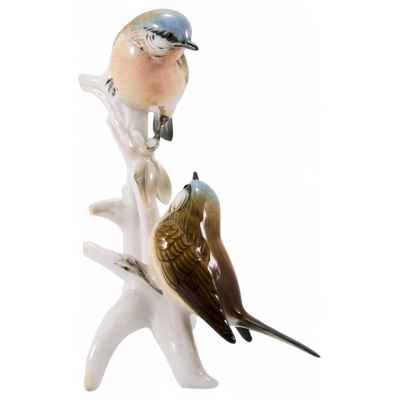 Скульптура Жуланы обыкновенные фарфор, Карл Энц (Karl Ens) Германия после 1945 г. Н-16 см. Фолькштадт, Германия после 1945 г