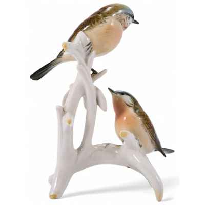 Скульптура Жуланы обыкновенные фарфор, Карл Энц (Karl Ens) Германия после 1945 г. Н-16 см. Фолькштадт, Германия после 1945 г