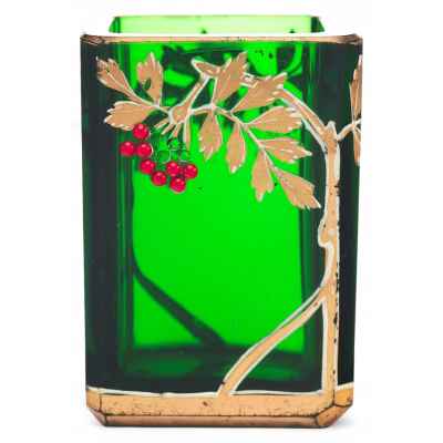 Ваза Веточка рябины модерн стекло, Josef Riedel Богемия 1900-20 гг. 6х4х3 см. Богемия конец XIX — начало XX вв