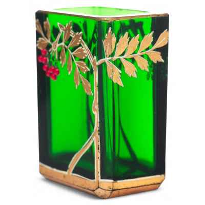 Ваза Веточка рябины модерн стекло, Josef Riedel Богемия 1900-20 гг. 6х4х3 см. Богемия конец XIX — начало XX вв