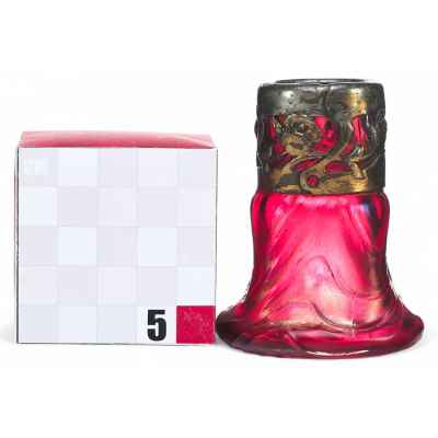 Ваза Розовый бутон стекло, металл, Wilhelm Kralik нач. ХХ в. Н- 6,7 см. Европа начало ХХ века