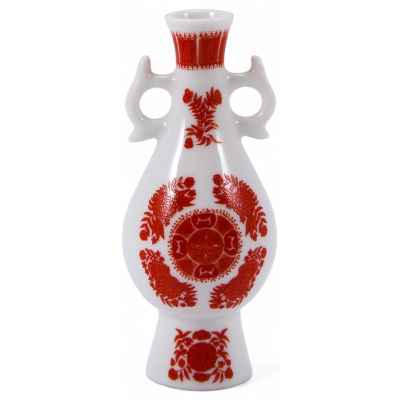 Декоративная ваза Красные пионы фарфор, Япония 1980-е гг. Н-8,6 см. Япония около 1980-гг