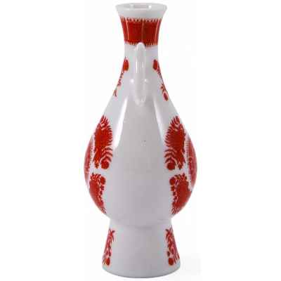 Декоративная ваза Красные пионы фарфор, Япония 1980-е гг. Н-8,6 см. Япония около 1980-гг