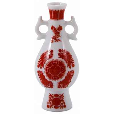 Декоративная ваза Красные пионы фарфор, Япония 1980-е гг. Н-8,6 см. Япония около 1980-гг