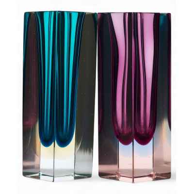 Цветные парные вазы Мурано 1970-гг