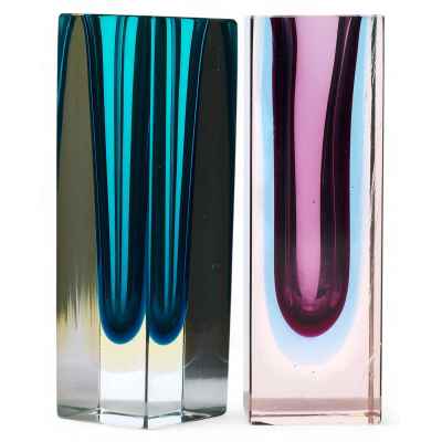 Цветные парные вазы Мурано 1970-гг