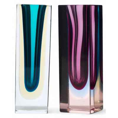 Цветные парные вазы Мурано 1970-гг