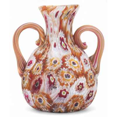 Ваза с ручками из мозаичного стекла Mille fíori Мурано ХХ в. Н-9 см. Мурано начало XX века