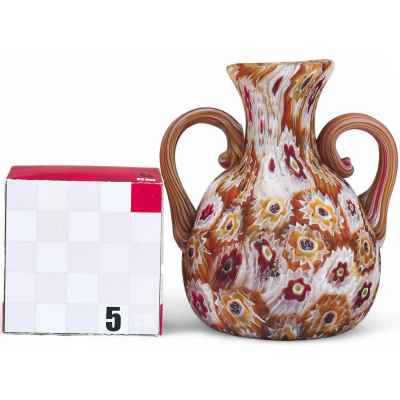 Ваза с ручками из мозаичного стекла Mille fíori Мурано ХХ в. Н-9 см. Мурано начало XX века