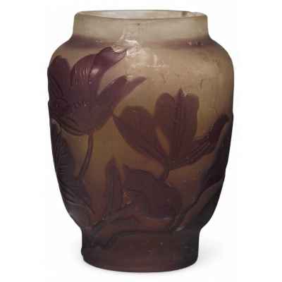 Ваза с цветами стекло Галле (Emil Galle) Франция нач. ХХ в. 7,5х5,5 см. Франция, Нанси. Мастерская Эмиля Галле Начало XX века