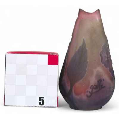 Ваза в стиле модерн стекло Галле (Emil Galle) Франция 1907 г. Н-12,8 см. фабрика Эмиля Галле, Франция около 1904- 1907 гг