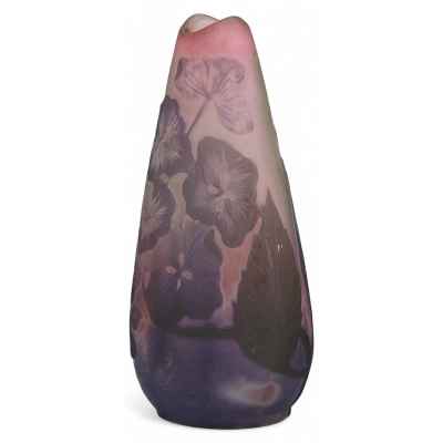 Ваза в стиле модерн стекло Галле (Emil Galle) Франция 1907 г. Н-12,8 см. фабрика Эмиля Галле, Франция около 1904- 1907 гг