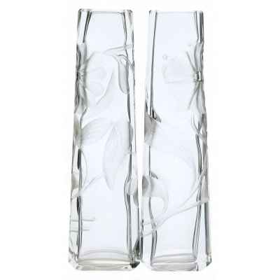 Парные вазы в стиле ар-деко с цветочным рисунком Богемия 1920-гг