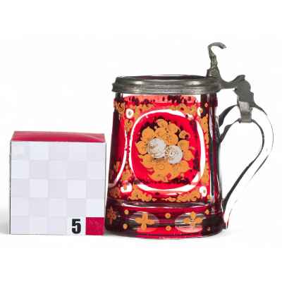 Пивная кружка из красного стекла Австро-Венгрия конец XIX- начало XX вв