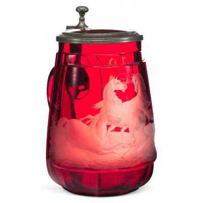 Рубиновая пивная кружка Богемия последняя четверть XIX - начало XX вв