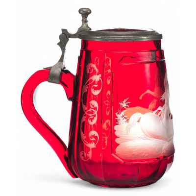 Рубиновая пивная кружка Богемия последняя четверть XIX - начало XX вв