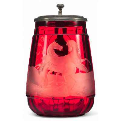 Рубиновая пивная кружка Богемия последняя четверть XIX - начало XX вв