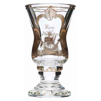Бокал с росписью в средневековом стиле Богемия кон. XIX в. Н-18,5 см.  Конец XIX века