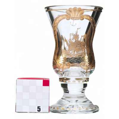 Бокал с росписью в средневековом стиле Богемия кон. XIX в. Н-18,5 см.  Конец XIX века