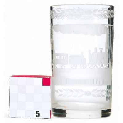 Стакан с изображением английского рельсового паровоза Англия вторая четверть XIX века