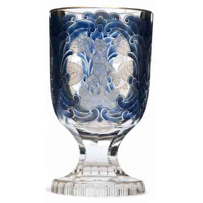 Бокал с изображением Путти Богемия 1920-гг