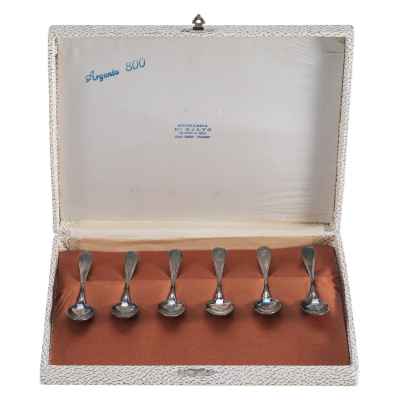 Набор кофейных ложечек серебро 800 пр. 68 гр. Италия 1970-80-е гг. Италия 1970-1980-е гг