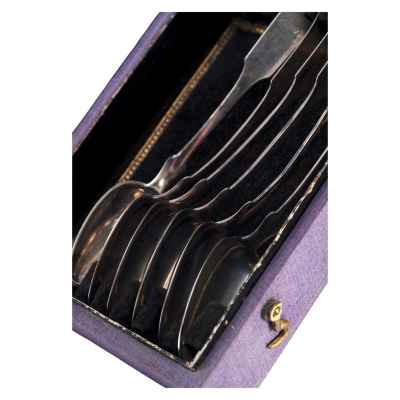 Набор чайных ложек серебро 800 пр. 88 гр. Германия после 1870-е гг. Германия первая половина 1870-х гг