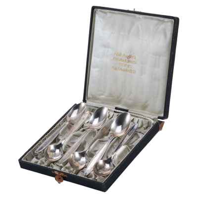 Набор чайных ложек серебро 800 пр. 129 гр. Австрия после 1922 г. Вена. Австрия после 1922 г