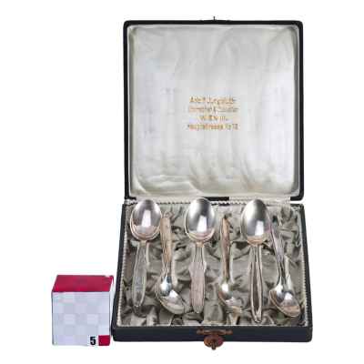 Набор чайных ложек серебро 800 пр. 129 гр. Австрия после 1922 г. Вена. Австрия после 1922 г