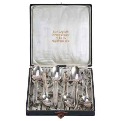 Набор чайных ложек серебро 800 пр. 129 гр. Австрия после 1922 г. Вена. Австрия после 1922 г