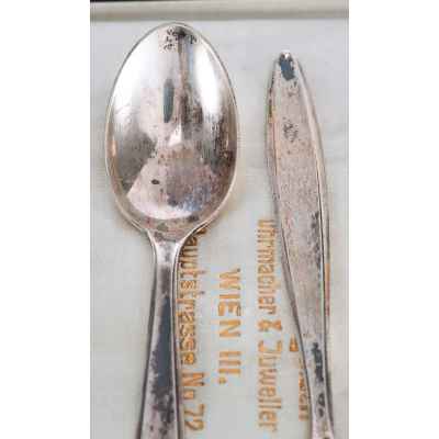 Набор чайных ложек серебро 800 пр. 129 гр. Австрия после 1922 г. Вена. Австрия после 1922 г