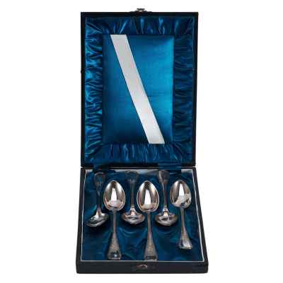 Набор серебряных ложек в футляре 800 пр. 163,5 гр. Австрия после 1922 г. Вена. Австрия после 1922 г