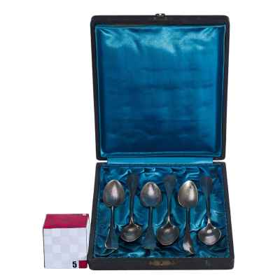 Набор чайных ложек серебро 800 пр. 117 гр. Австрия 1872-1922 гг. Австро-Венгрия последняя четверть XIX - начало XX вв