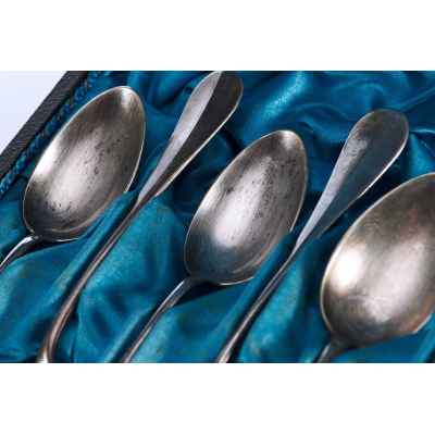 Набор чайных ложек серебро 800 пр. 117 гр. Австрия 1872-1922 гг. Австро-Венгрия последняя четверть XIX - начало XX вв