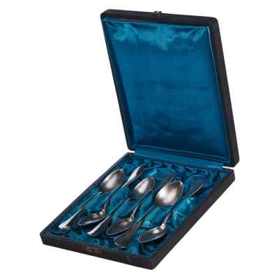 Набор чайных ложек серебро 800 пр. 117 гр. Австрия 1872-1922 гг. Австро-Венгрия последняя четверть XIX - начало XX вв