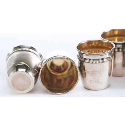 Набор стопок Ампир серебро L&F Франция сер. XIX в. Н-3,8 см. 47 гр. Франция конец XIX- начало XX вв