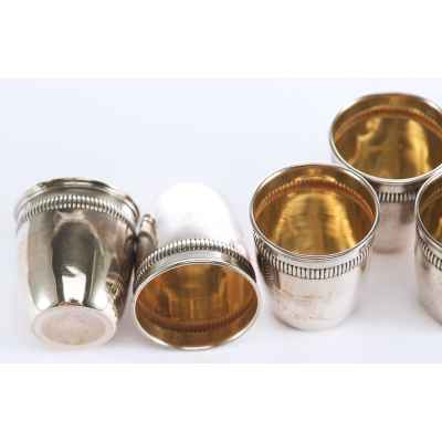 Набор стопок Ампир серебро L&F Франция сер. XIX в. Н-3,8 см. 47 гр. Франция конец XIX- начало XX вв