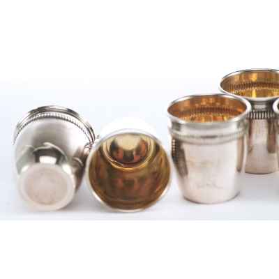 Набор стопок Ампир серебро L&F Франция сер. XIX в. Н-3,8 см. 47 гр. Франция конец XIX- начало XX вв