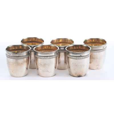 Набор стопок Ампир серебро L&F Франция сер. XIX в. Н-3,8 см. 47 гр. Франция конец XIX- начало XX вв