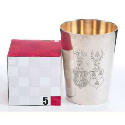 Памятная геральдическая стопка серебро 800 пр. Германия кон. XIX в. Н-7,5 см. 67,1 гр. Ганновер, Германия после 1888 г