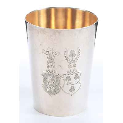 Памятная геральдическая стопка серебро 800 пр. Германия кон. XIX в. Н-7,5 см. 67,1 гр. Ганновер, Германия после 1888 г